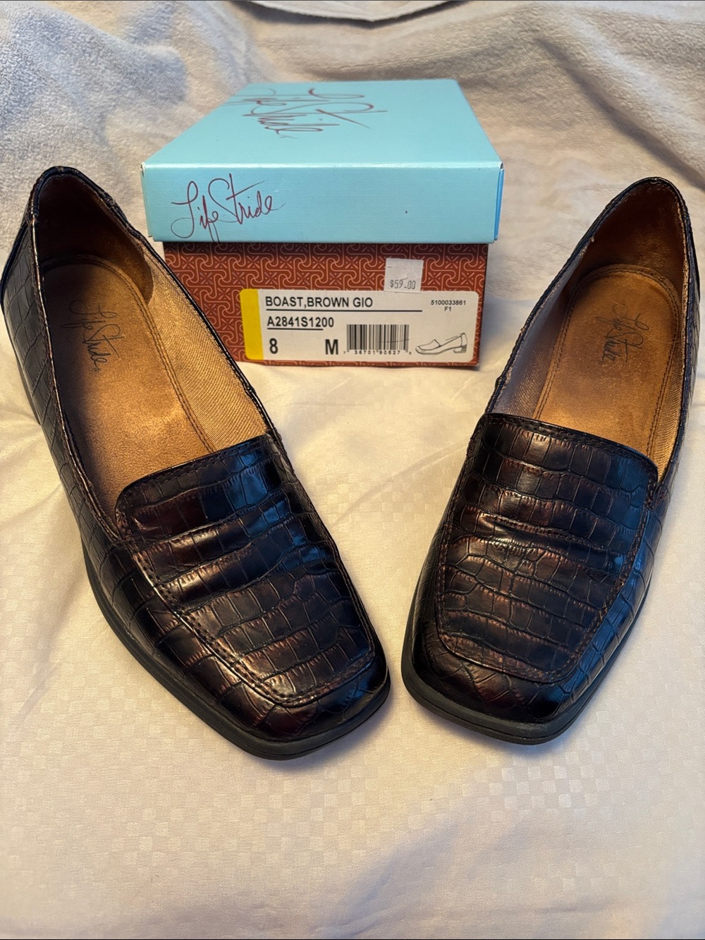 Life Stride Women's Boast Croc-Embossed Loafers in Dark Brown